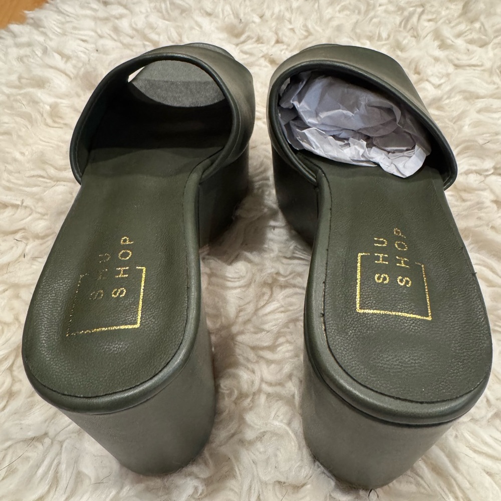 SHUSHOP green platform wedges heels size 6 - Picture 6 of 7